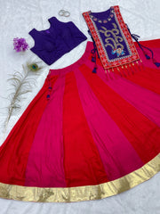 Multicolor Thread Embroidered Lehenga – flat lay lehenga detail – KL186 – Kalyanja