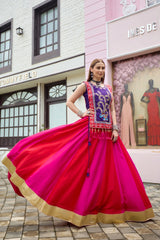 Multicolor Thread Embroidered Lehenga – standing side flair – KL186 – Kalyanja