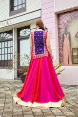 Multicolor Thread Embroidered Lehenga – back view covered choli – KL186 – Kalyanja