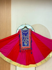 Multicolor Thread Embroidered Lehenga – hanging display full view – KL186 – Kalyanja
