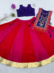 Multicolor Thread Embroidered Lehenga – flat lay all pieces – KL186 – Kalyanja