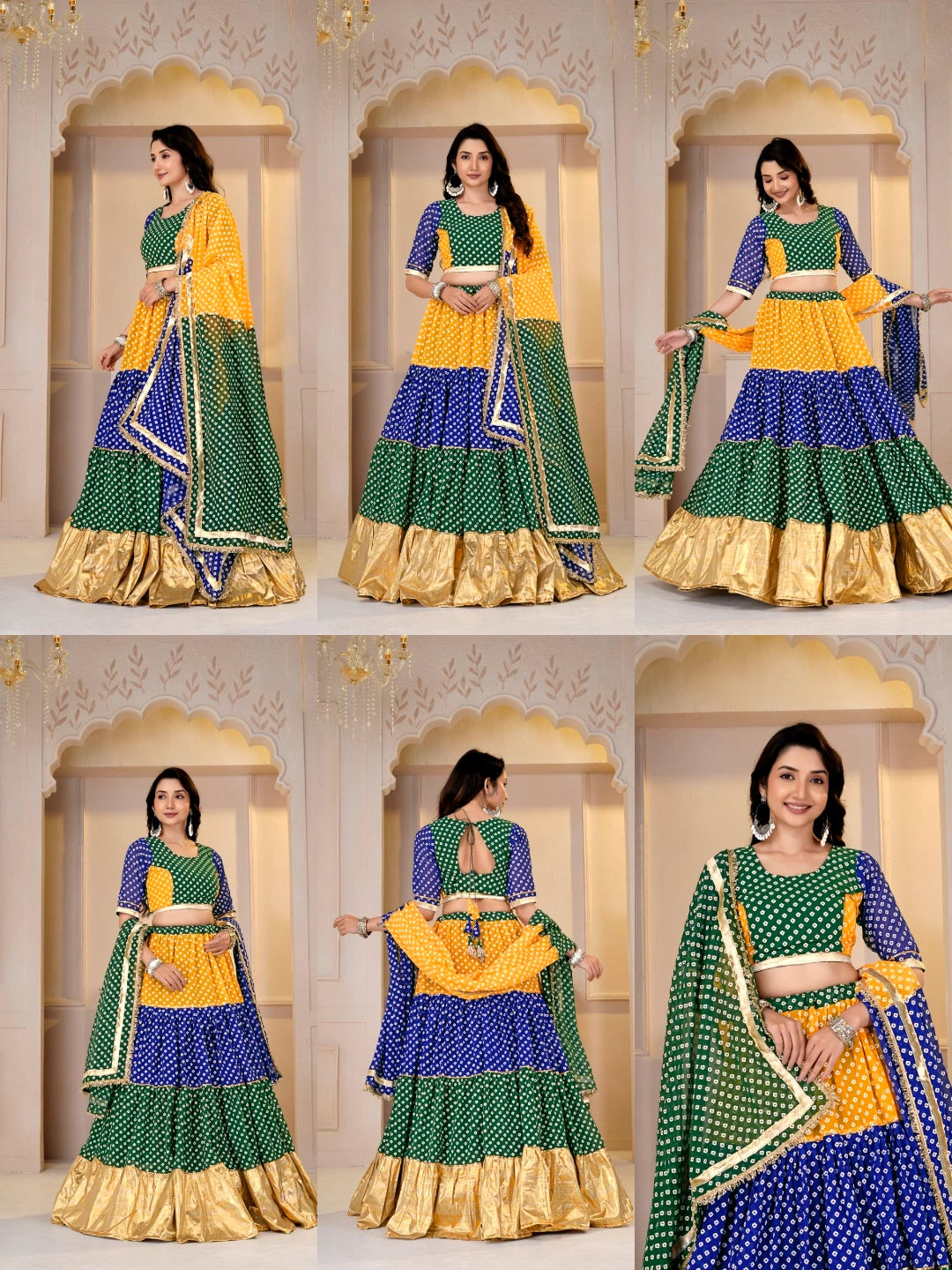 Bandhani Print Lehenga Dupatta Draping Style - Kalyanja KL191