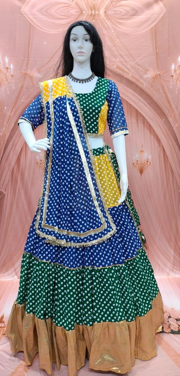 Bandhani Print Navratri Lehenga Set - Kalyanja KL191