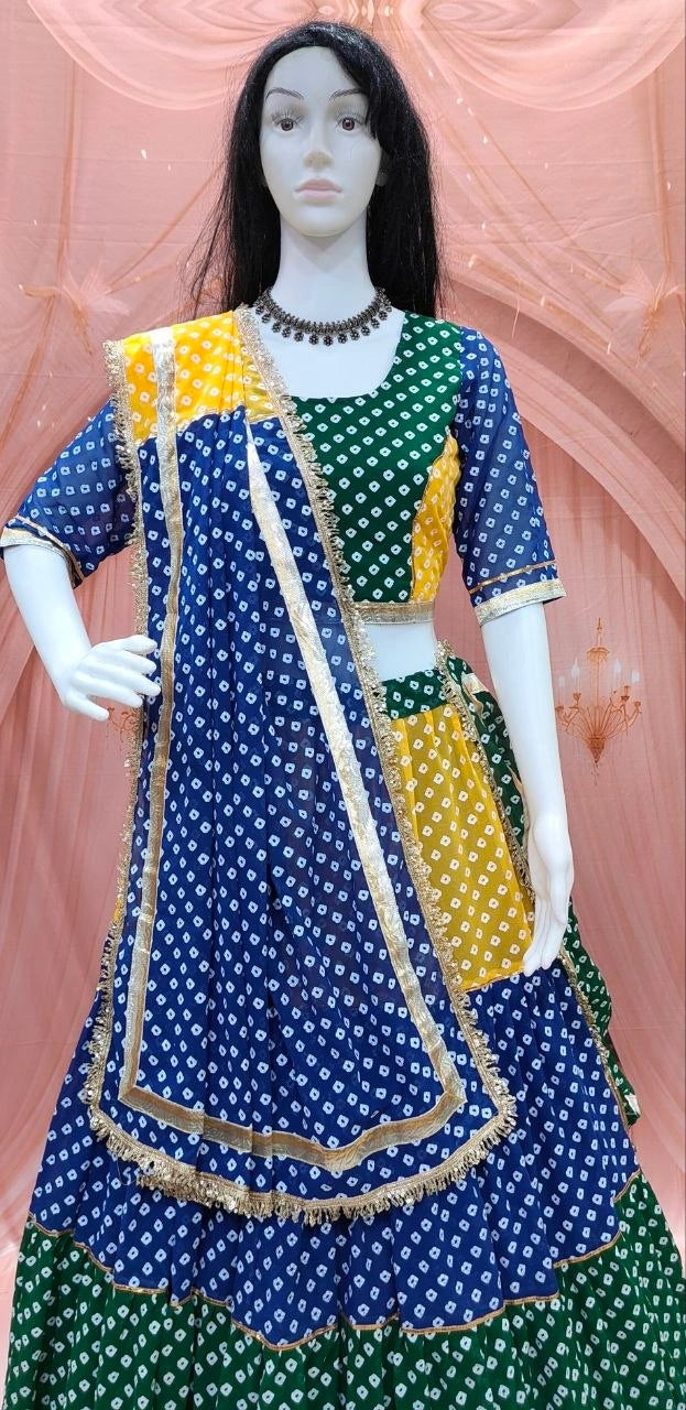 Traditional Bandhani Lehenga Panel Design Detail - Kalyanja KL191