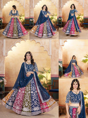 Multicolor Zari Embroidered Sequins Lehenga Multi Angle View - Kalyanja KL195