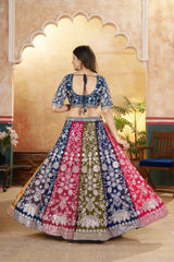 Multicolor Faux Georgette Zari Sequins Lehenga Full Flair - Kalyanja KL195