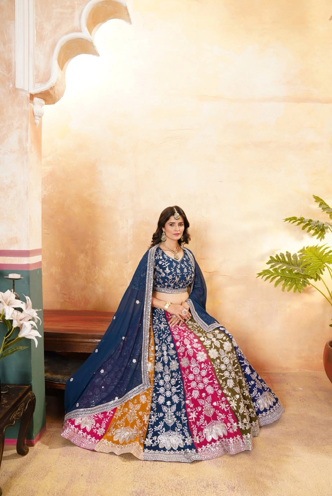 Multicolor Sequins Zari Lehenga Sangeet Occasion - Kalyanja KL195