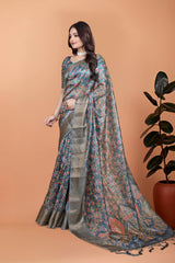 Multicolor Premium Crystal Saree Full Length Side View | Kalyanja KS357