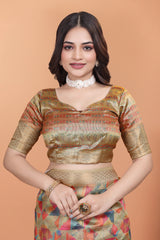 Multicolor Crystal Saree Blouse Detail Kalyanja KS385