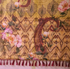 Mustard Yellow Digital Floral Print Saree Detail Shot | Kalyanja KS351