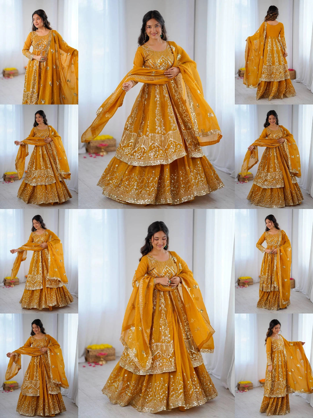 Mustard Yellow Lehenga complete set display – KL183 Kalyanja