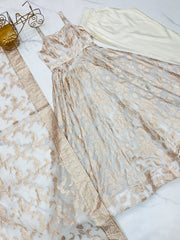 Off White Banarasi jacquard suit and straight pant laid flat