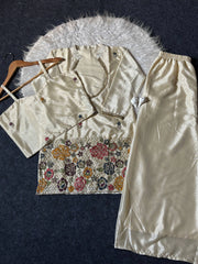 Off White Embroidered Beads and Kardana Work Suit complete set with inner top