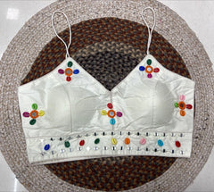 Off White Kodi with Mirror Work Blouse – Kalyanja KB46