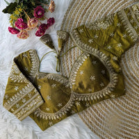 Mehendi Zari Embroidery & Sequins Work Silk Blouse