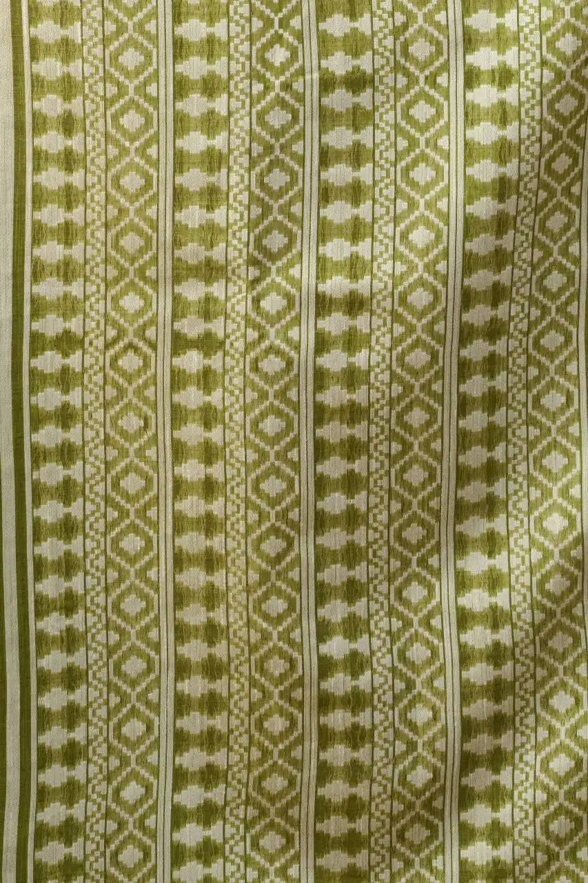 Olive Green Jacquard Weaving Saree – Back Drape View KS365