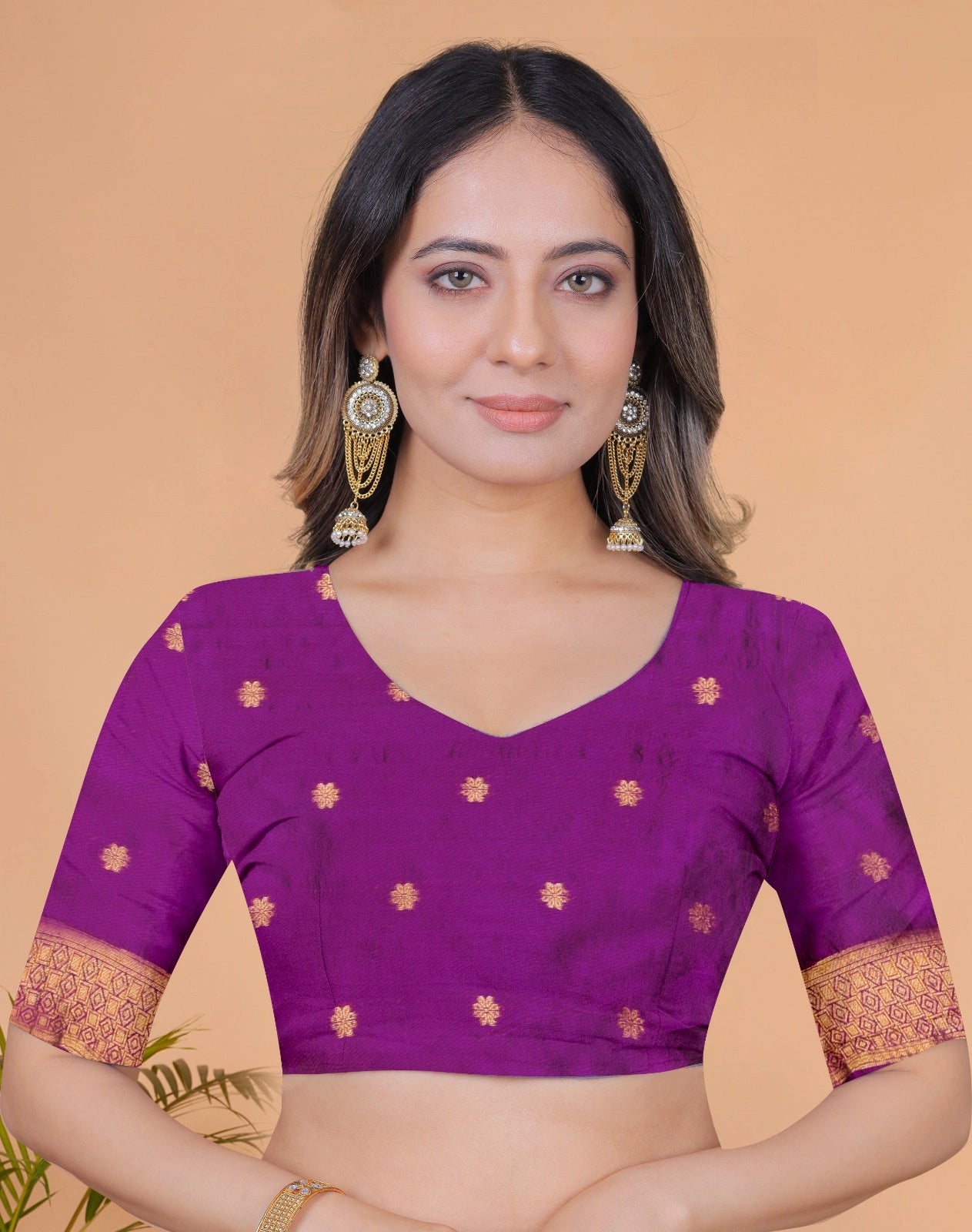 Olive Green Zari Weaving Saree – blouse piece detail – KS396