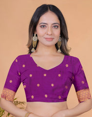 Olive Green Zari Weaving Saree – blouse piece detail – KS396