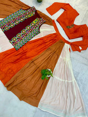 Orange Navratri Lehenga Garba Wear Full Flair - Kalyanja KL193
