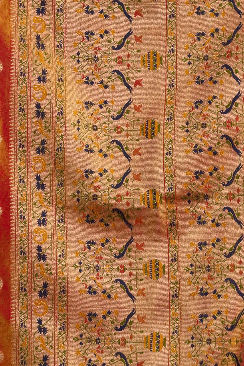 Orange Jacquard Saree back drape – KS380