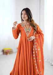 Orange Sequins Embroidered Suit festive look KU262 Kalyanja