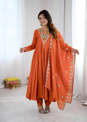 Orange Sequins Embroidered Suit ethnic wear KU262 Kalyanja
