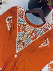 Orange Sequins Embroidered Suit Navratri outfit KU262 Kalyanja