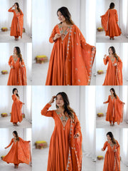 Orange Sequins Embroidered Suit traditional Indian ethnic KU262 Kalyanja