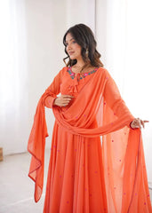 Orange Thread Embroidered Anarkali Suit KU204 model dynamic shot