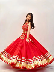 Orange Thread Embroidered Lehenga – elegant pose – KL185 – Kalyanja