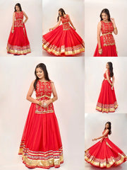 Orange Thread Embroidered Lehenga – collection collage all angles – KL185 – Kalyanja