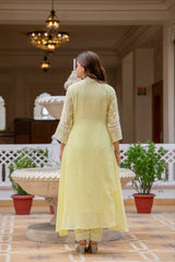 Pale Yellow Lakhnowi Suit Dupatta View KU270 Kalyanja