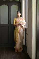 Pale Yellow Silk Saree