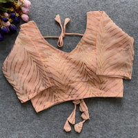 Light Peach Gota Patti Georgette Blouse