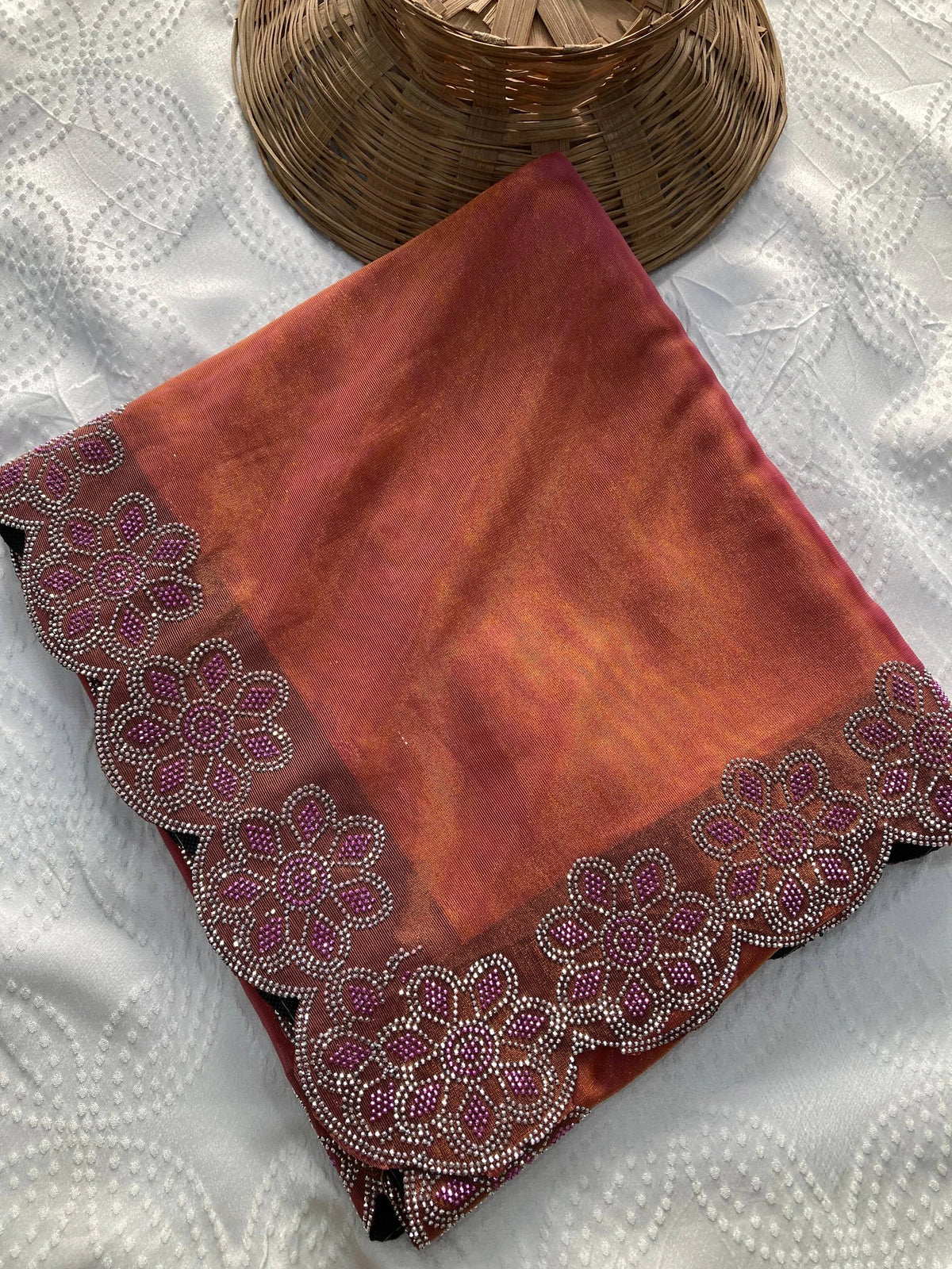 Pink Swarovski Work Fendy Soft Net Saree – Kalyanja

