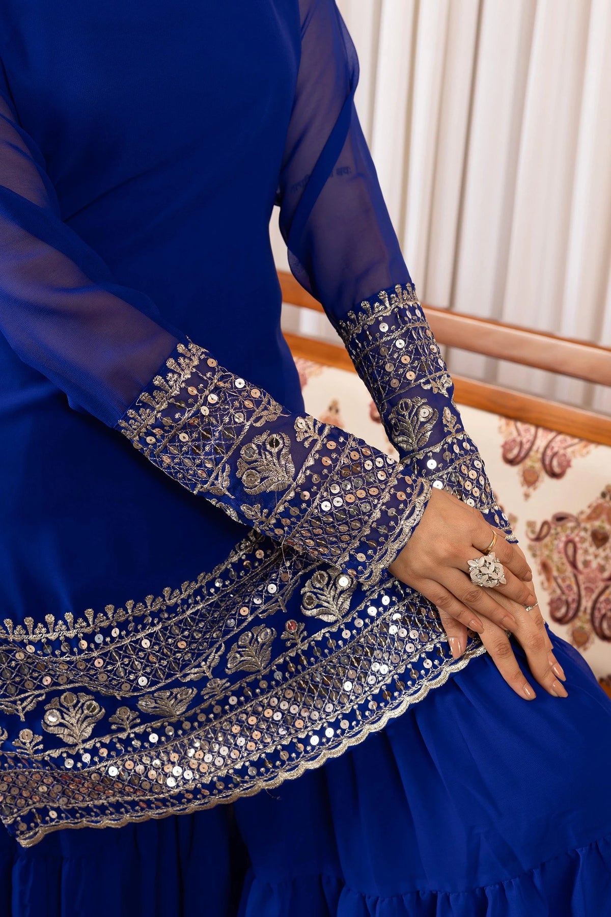 Blue Embroidery Georgette Suit - kalyanja