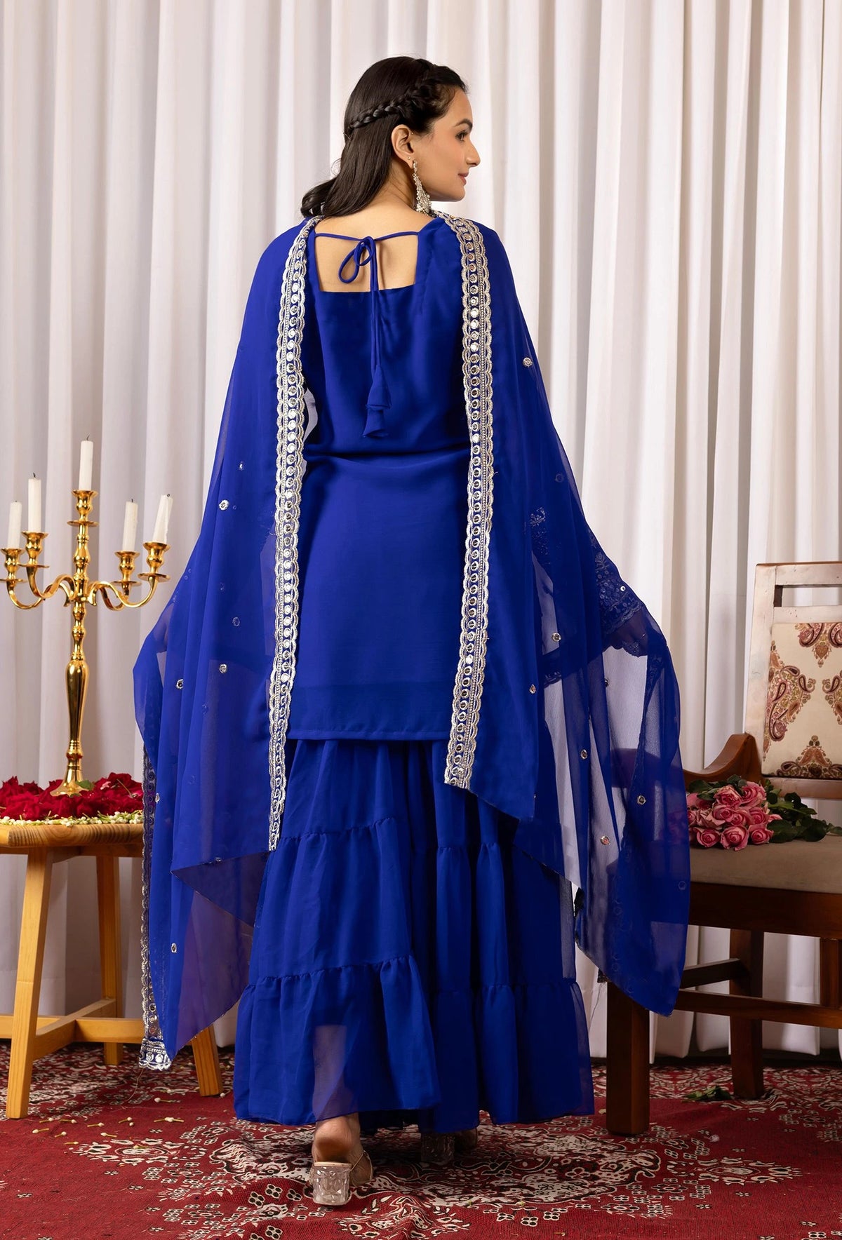 Blue Embroidery Georgette Suit