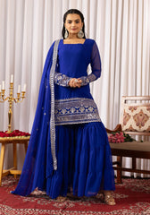 Blue Embroidery Georgette Suit