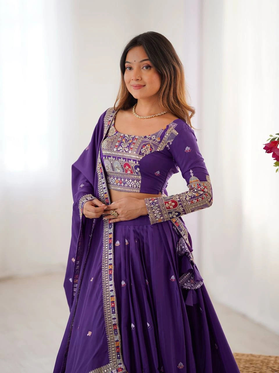 Aliza Multi Thread & Sequin Lehenga - kalyanja