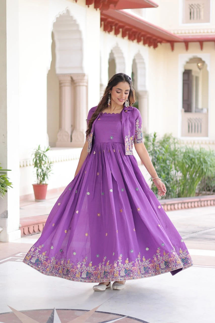 Vaidehi Sequins Zari Gown - kalyanja