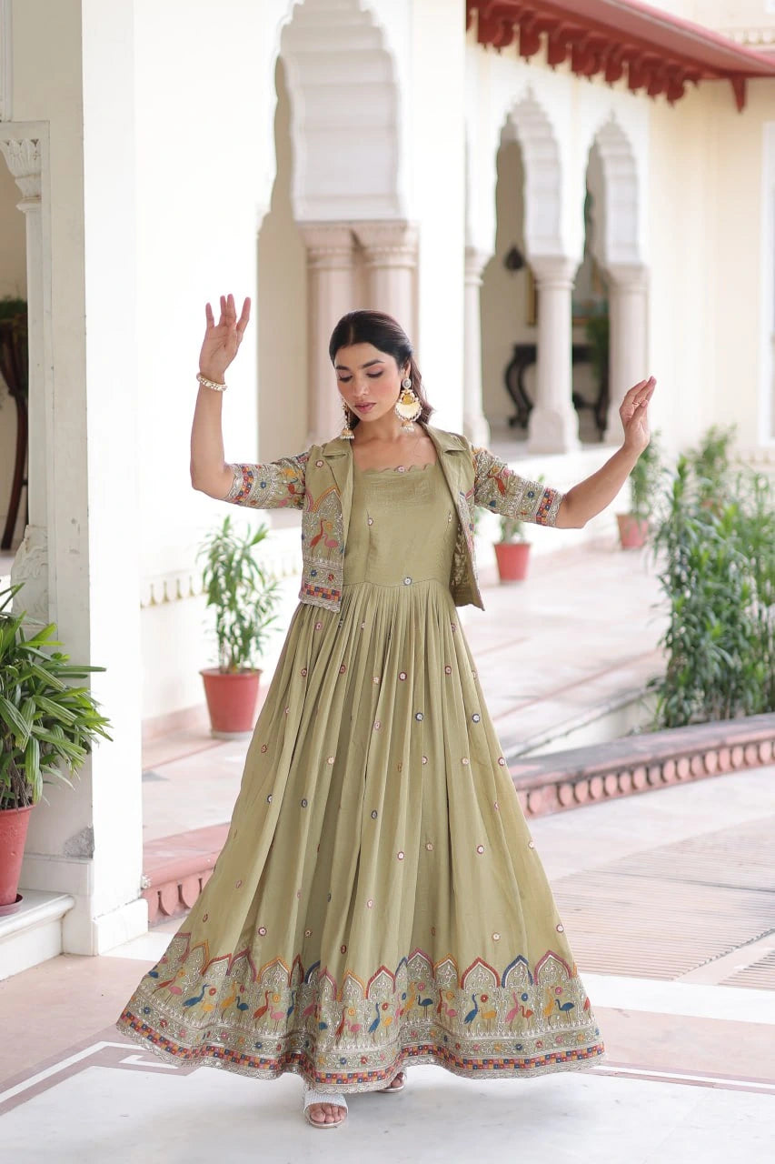 Nataliya Sequins Zari Gown - kalyanja