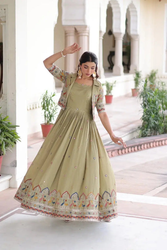 Nataliya Sequins Zari Gown - kalyanja