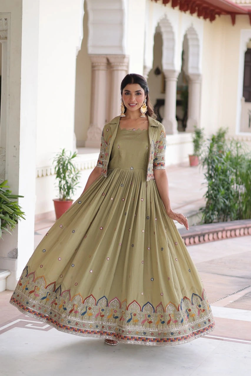 Nataliya Sequins Zari Gown - kalyanja