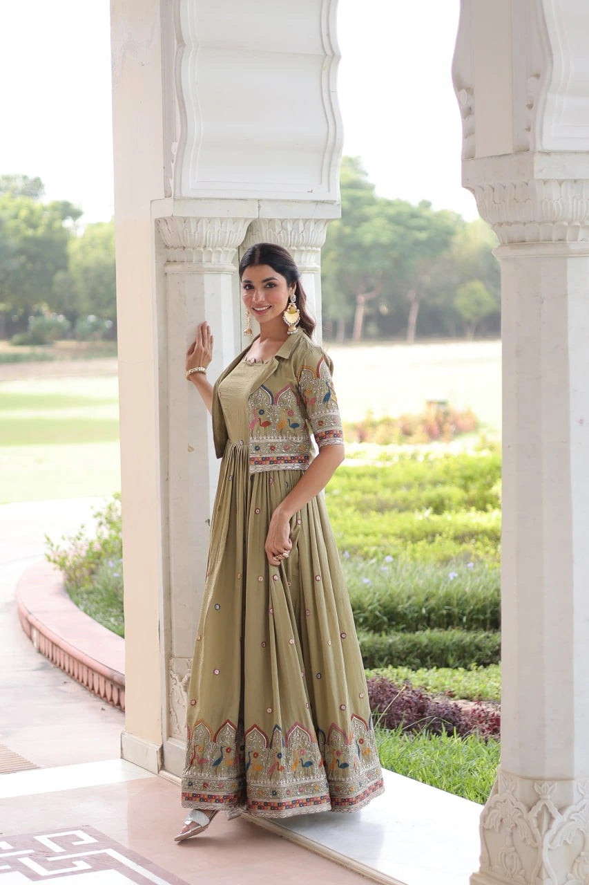 Nataliya Sequins Zari Gown - kalyanja