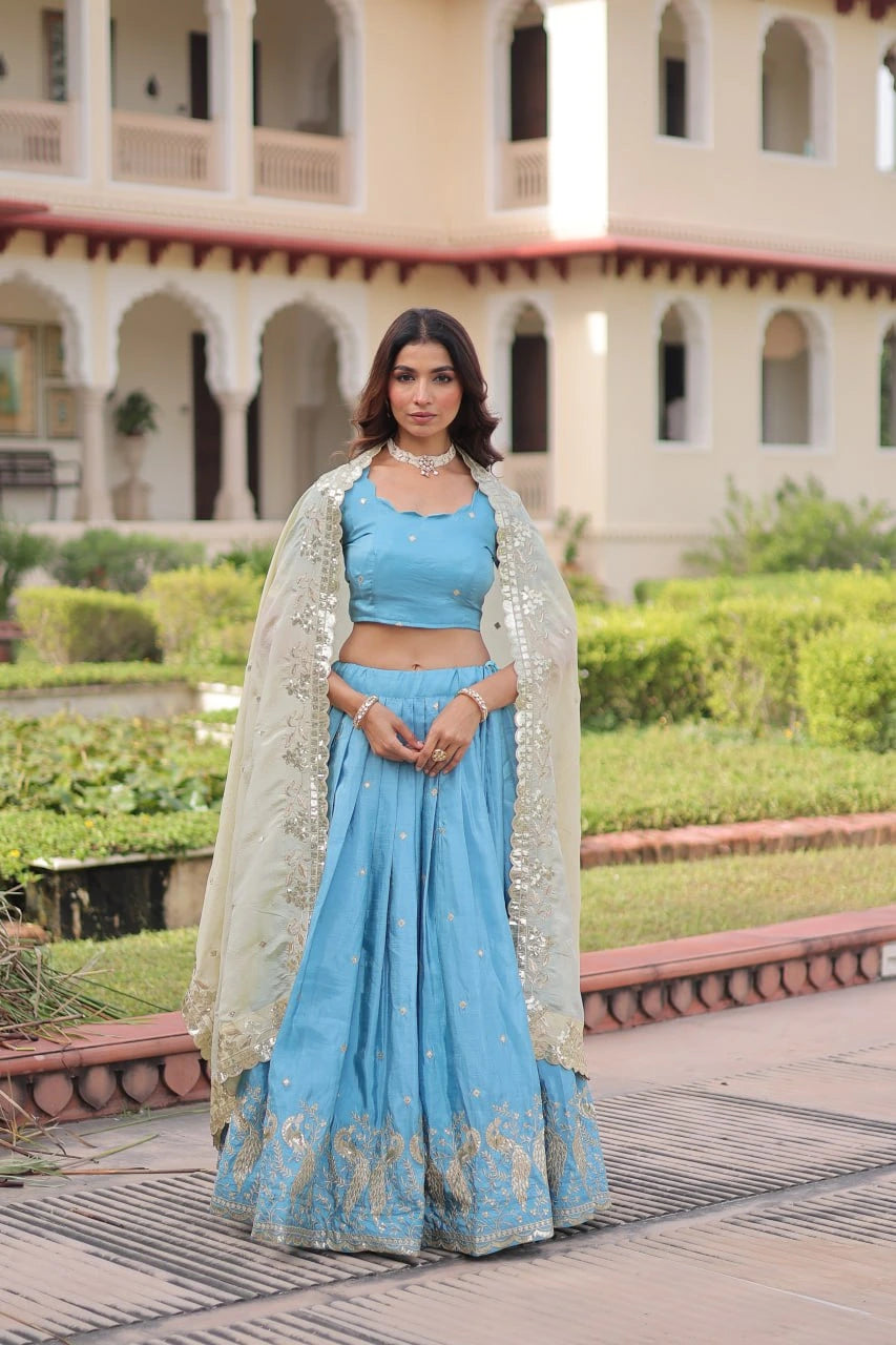Niharika Zari Embroidery Sequins Lehenga