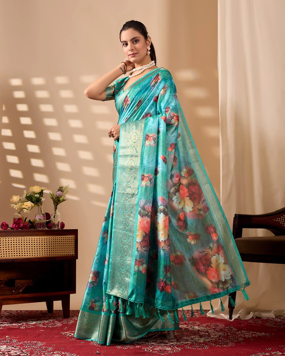 Rizwana Floral Silk Saree - kalyanja