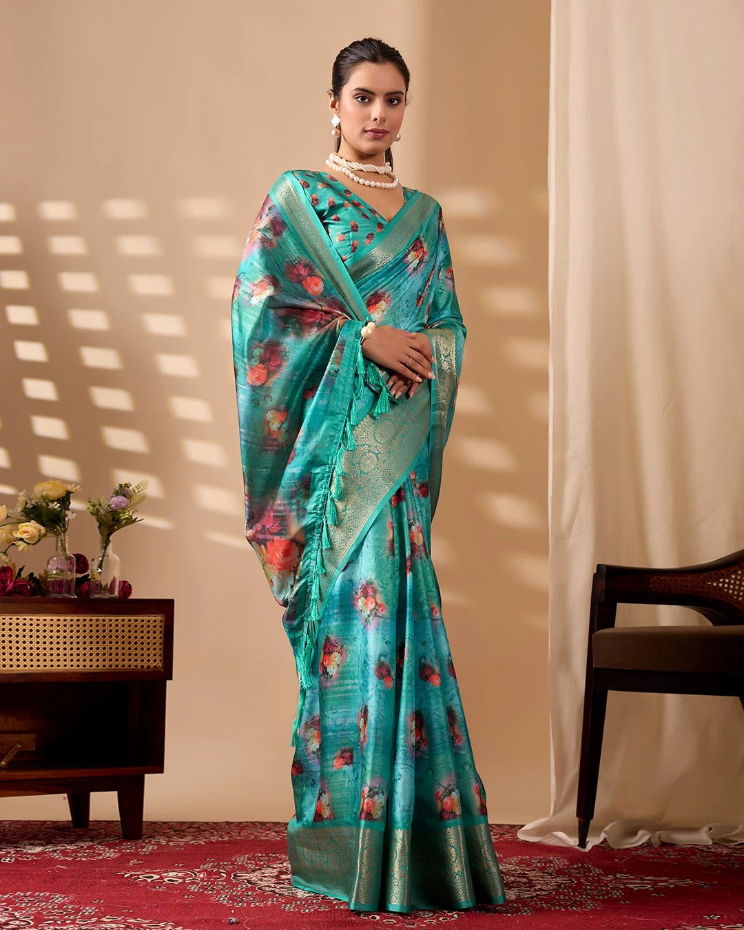Rizwana Floral Silk Saree - kalyanja