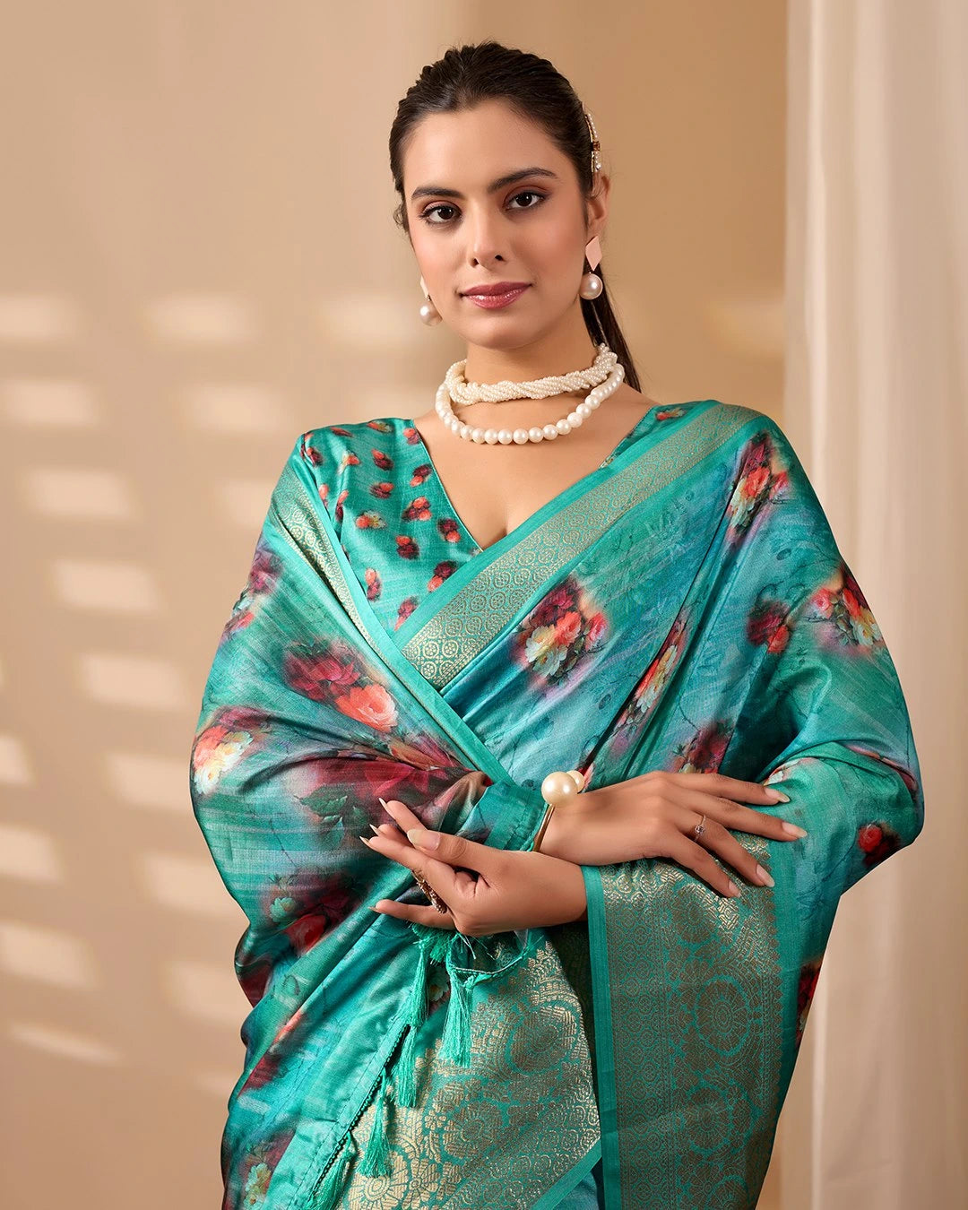 Rizwana Floral Silk Saree - kalyanja