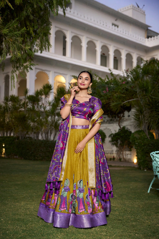 Mustard Yellow Silk Lehenga