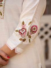 white sequins embroidered handwork viscose silk kurti